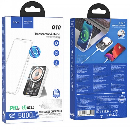 Power Bank Hoco Q10 Transparent PD20W 5000 mAh White
