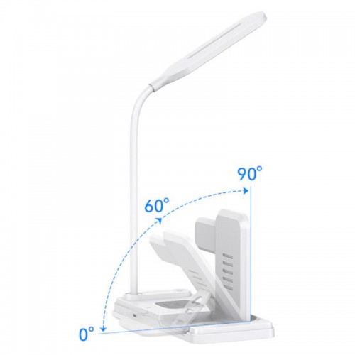 БЗП Usams US-CD195 15W 4in1 Wireless Charging Holder With Table Lamp White