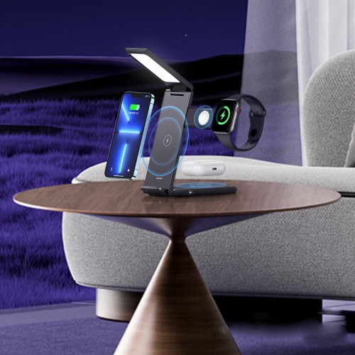 БЗУ Usams US-CD181 15W 3in1 with Table Lamp Black