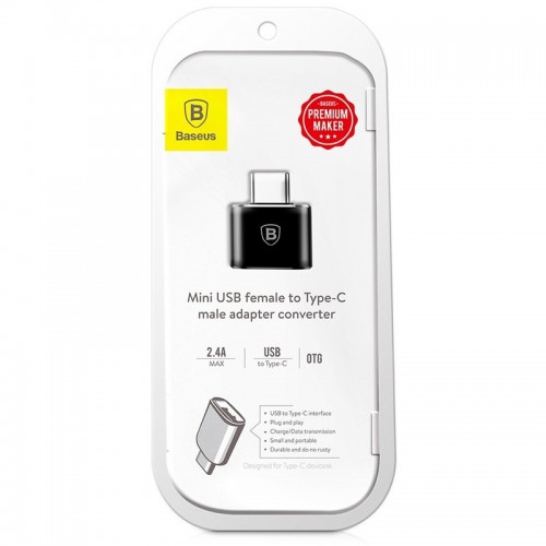 Переходник Baseus USB Female To Type-C Male Adapter Converter (CATOTG) Black