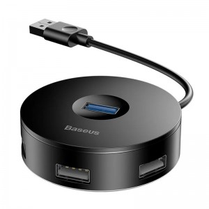 Переходник HUB Baseus Round Box USB to USB 3.0 + 3USB 2.0 (1m) (CAHUB) Black