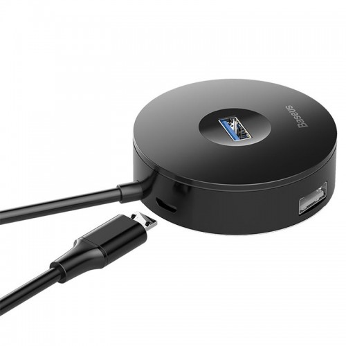 Переходник HUB Baseus Round Box USB to USB 3.0 + 3USB 2.0 (1m) (CAHUB) Black