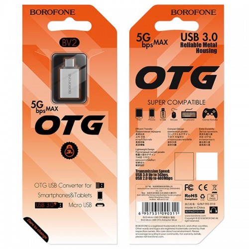 Переходник Borofone BV2 OTG to MicroUSB