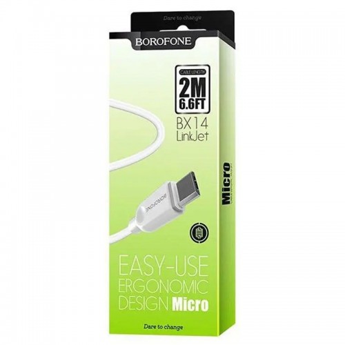 Дата кабель Borofone BX14 USB to MicroUSB (2m) White