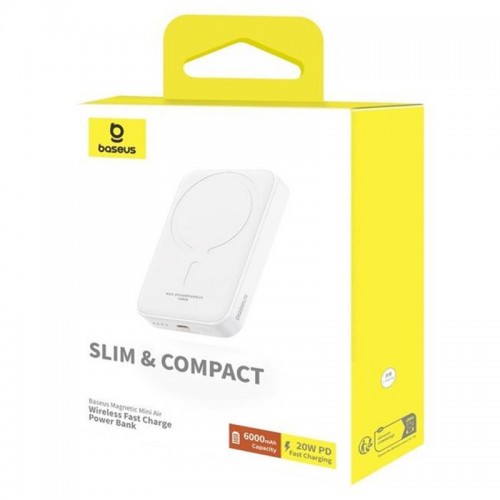 Power Bank Baseus Magnetic Mini Air 20W c БЗУ 6000 mAh (P10059002223-0) White