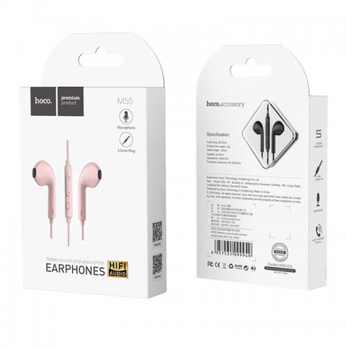 Стерео Наушники Hoco M55 (3.5mm/1.2m) Pink