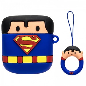 Силіконовий футляр Marvel & DC series для навушників AirPods 1/2 + кільце (Супермен/Синій)