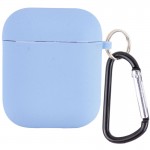 Силиконовый футляр с микрофиброй для наушников Airpods 1/2 Lilac Blue