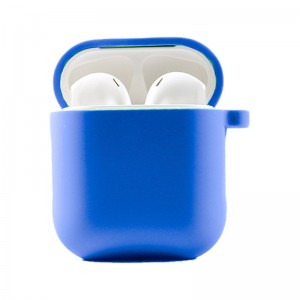 Силиконовый футляр с микрофиброй для наушников Airpods 1/2 Royal blue