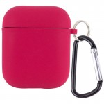 Силиконовый футляр с микрофиброй для наушников Airpods 1/2 Rose Red