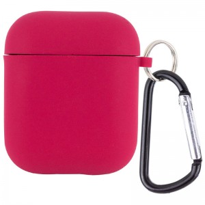 Силиконовый футляр с микрофиброй для наушников Airpods 1/2 Rose Red