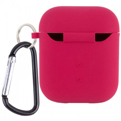 Силиконовый футляр с микрофиброй для наушников Airpods 1/2 Rose Red