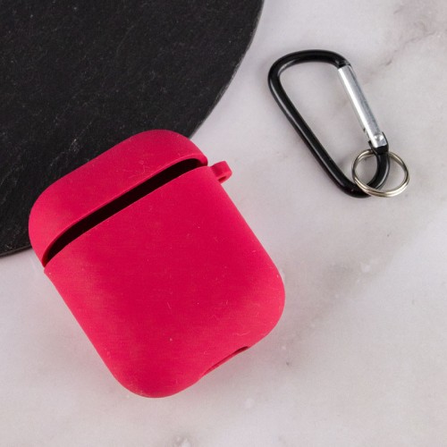 Силиконовый футляр с микрофиброй для наушников Airpods 1/2 Rose Red