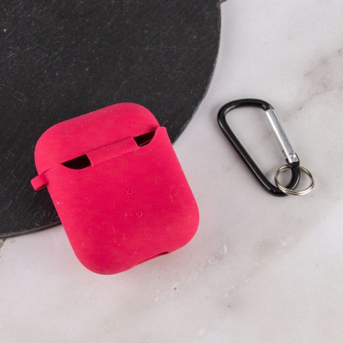 Силиконовый футляр с микрофиброй для наушников Airpods 1/2 Rose Red