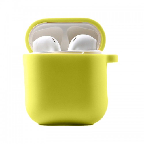 Силіконовий футляр з мікрофіброю для навушників Airpods 1/2 Bright Yellow