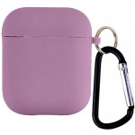 Силиконовый футляр с микрофиброй для наушников Airpods 1/2 Lilac Pride