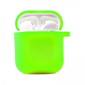 Силіконовий футляр з мікрофіброю для навушників Airpods 1/2 Neon green