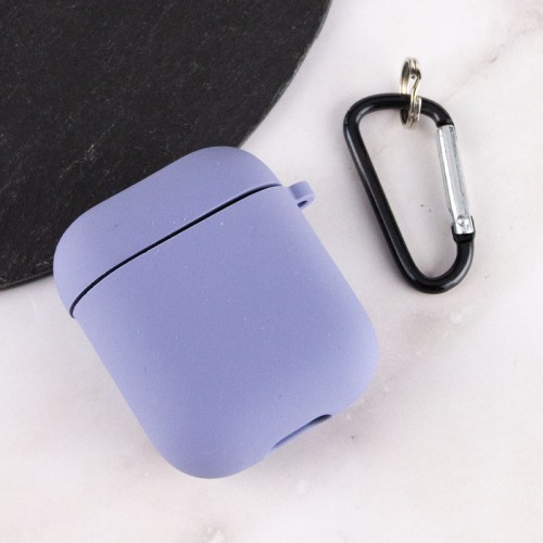 Силіконовий футляр з мікрофіброю для навушників Airpods 1/2 Lavender Grey