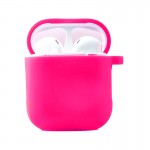 Силиконовый футляр с микрофиброй для наушников Airpods 1/2 Barbie pink