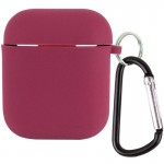 Силіконовий футляр з мікрофіброю для навушників Airpods 1/2 Plum