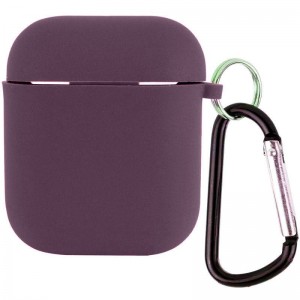 Силиконовый футляр с микрофиброй для наушников Airpods 1/2 Elderberry