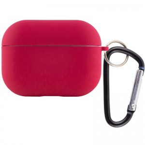 Силиконовый футляр с микрофиброй для наушников Airpods Pro Rose Red