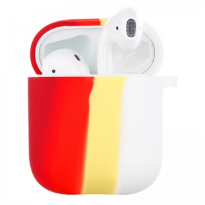 Силиконовый футляр Colorfull для наушников AirPods 1/2 Красный / Белый