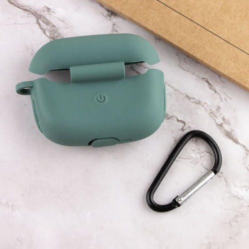 Силіконовий футляр New з карабіном для навушників Airpods Pro Pine green