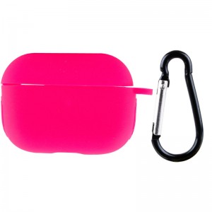 Силиконовый футляр New с карабином для наушников Airpods Pro Barbie pink