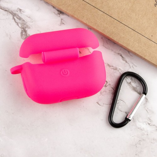 Силіконовий футляр New з карабіном для навушників Airpods Pro Barbie pink