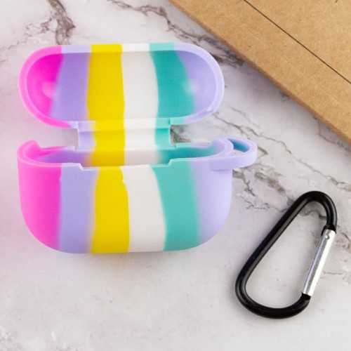 Силіконовий футляр Colorfull для навушників AirPods Pro Темно-рожевий / Бузковий