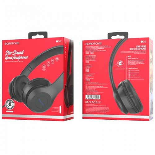 Накладные наушники BOROFONE BO5 (3.5mm/1.2m) Black