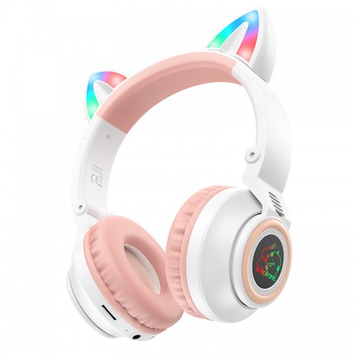 Накладные беспроводные наушники BOROFONE BO18 Cat ear White