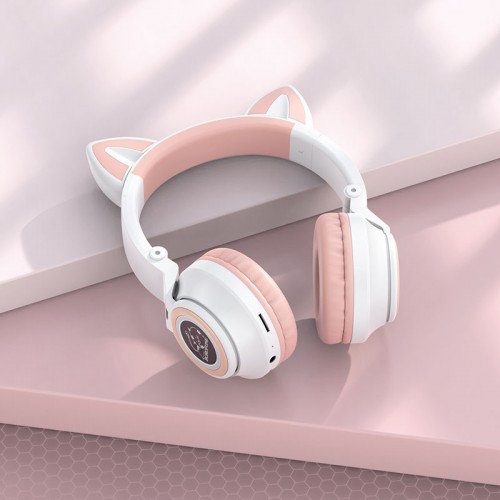 Накладные беспроводные наушники BOROFONE BO18 Cat ear White