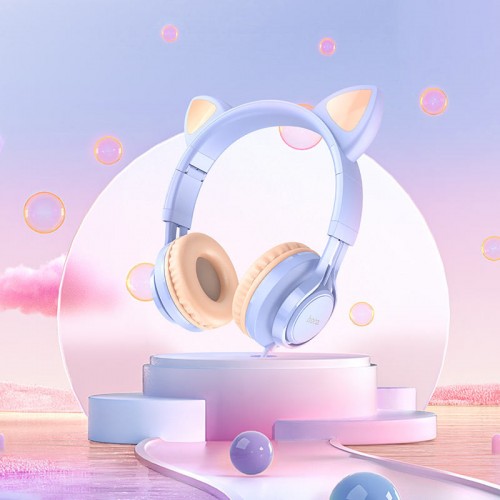 Накладні навушники Hoco W36 Cat ear (3.5mm/1.2m) Dream Blue