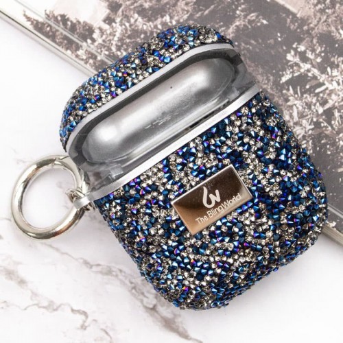 TPU чехол Bling World Rock Diamond для наушников AirPods 1/2 Blue