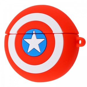 Силиконовый футляр Marvel & DC series для наушников AirPods 3 + кольцо Red Капитан Америка