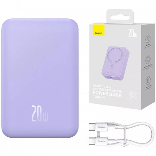 Power Bank Baseus Magnetic Mini OS 20W c БЗУ 10000 mAh (PPCX110105) Purple