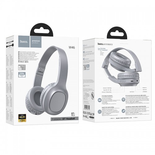 Накладні бездротові навушники Hoco W46 Charm Grey