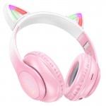 Накладные беспроводные наушники Hoco W42 Cat Pink