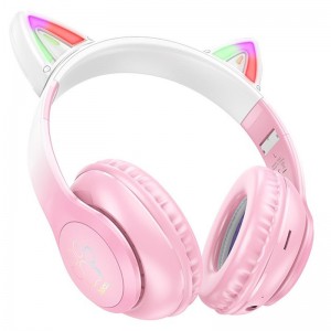 Накладні бездротові навушники Hoco W42 Cat Pink