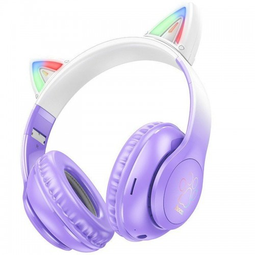 Накладні бездротові навушники Hoco W42 Cat Purple