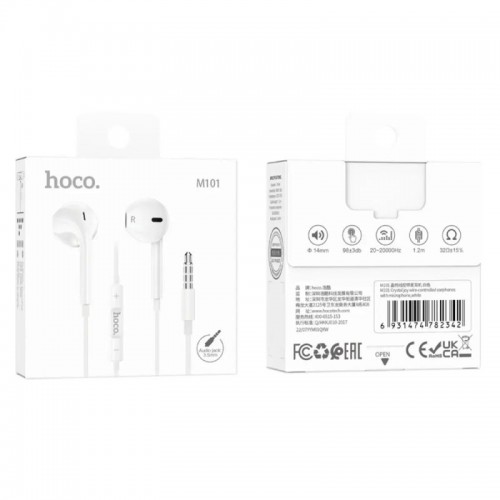 Стерео наушники Hoco M101 (3.5mm/1.2m) White