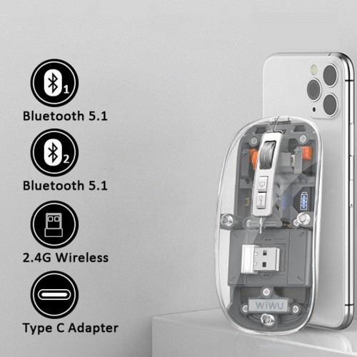 Беспроводная мышь WIWU Crystal WM105 Dual bluetooth+ 2.4G Grey