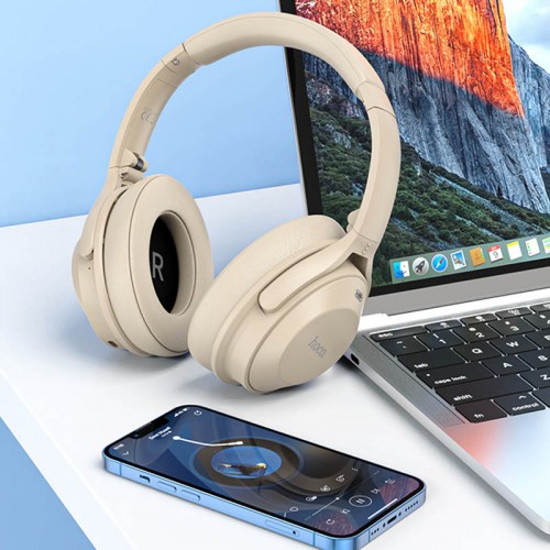 Накладні бездротові навушники Hoco W37 Sound Active Noise Reduction Gold champagne