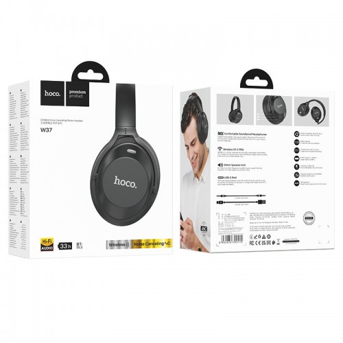 Накладные беспроводные наушники Hoco W37 Sound Active Noise Reduction Black