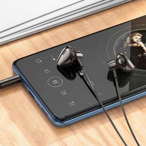 Стерео Наушники Hoco M125 Smart metal universal (3.5mm/1.2m) Black