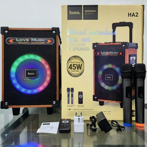 Bluetooth колонка Hoco HA2 Wave + 2 микрофона