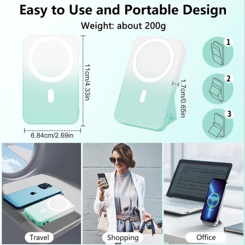 Power Bank JJT-A27-1 Gradient PD20W+QC 22.5W с БЗУ 10000 mAh White / Green