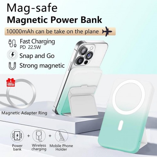 Power Bank JJT-A27-1 Gradient PD20W+QC 22.5W с БЗУ 10000 mAh White / Green
